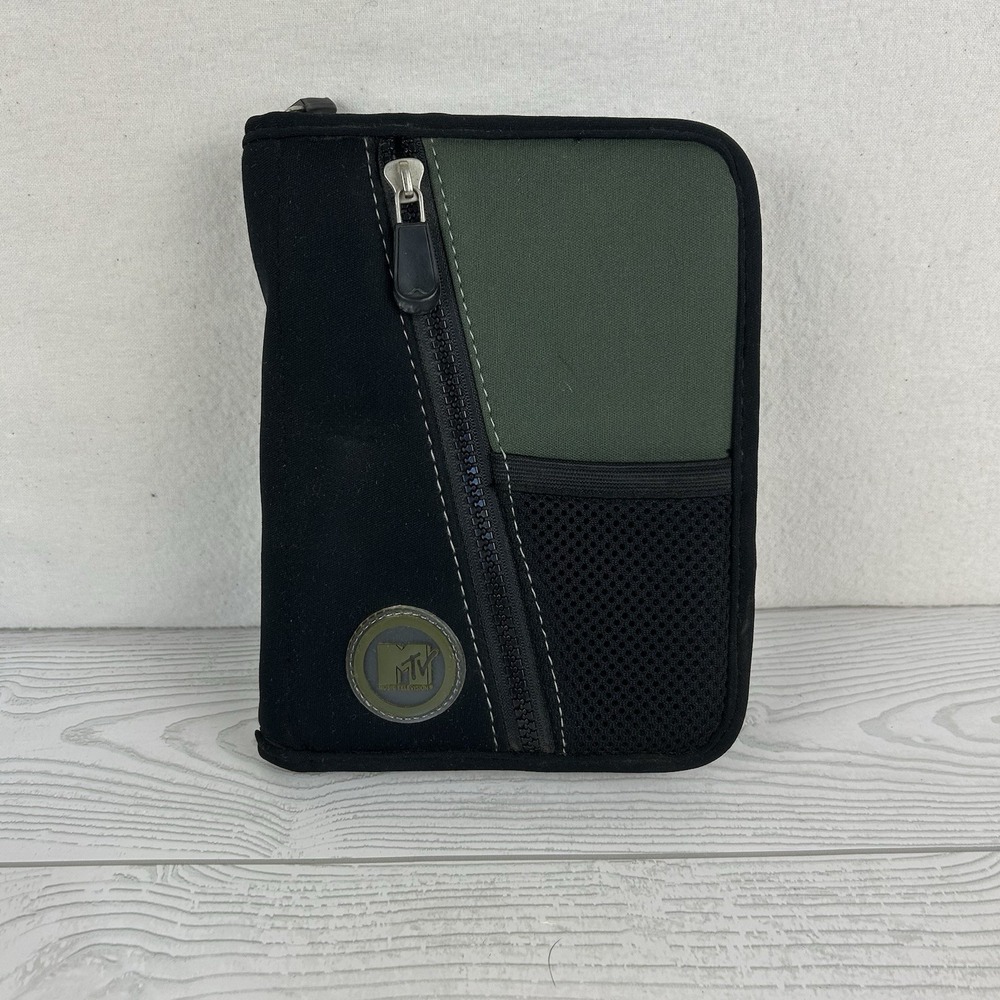 MTV School Day Planner Binder Black Green Zip 2001-03 Music Television Logo READ